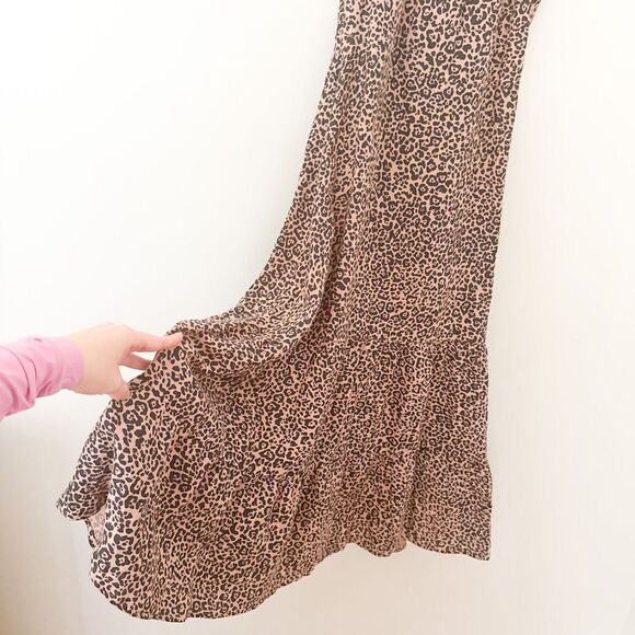 Reformation Linen Midi Dress Leopard Size 2 Small Brown Animal Print Boho NWOT - Picture 6 of 11